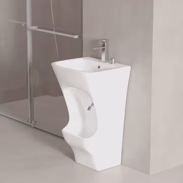 Dual wudu wash sink with foot basin