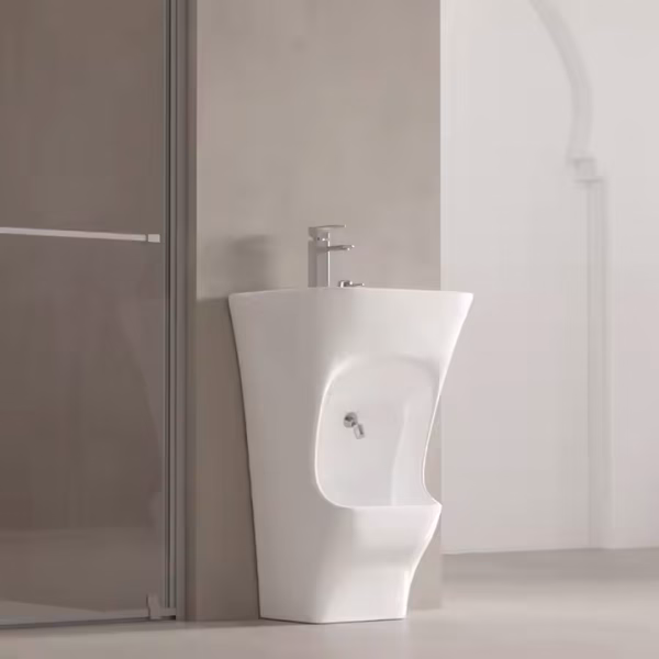 Dual wudu wash sink with foot basin