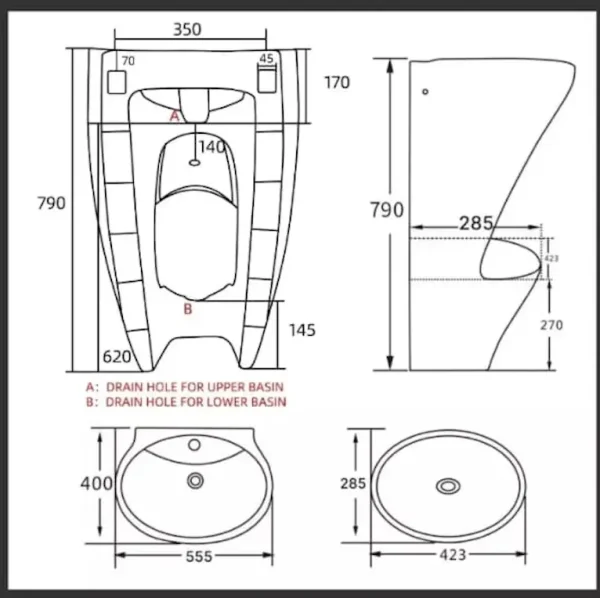 Wudu Ablution Sink-Wall-Mounted – Foot Basin (WD039) - Image 3